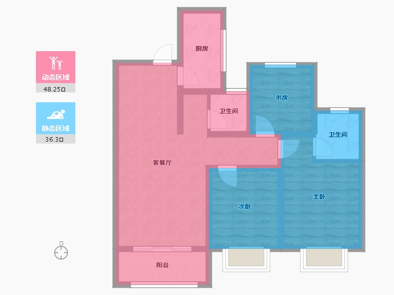 陕西省-宝鸡市-水木华院-74.17-户型库-动静分区