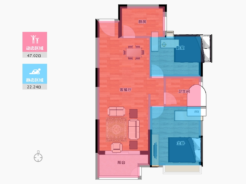 浙江省-湖州市-宏元府-62.40-户型库-动静分区