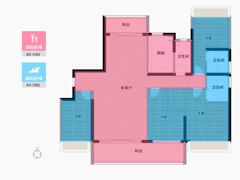 广东省-汕头市-龙光逸景阳光嘉府-135.80-户型库-动静分区