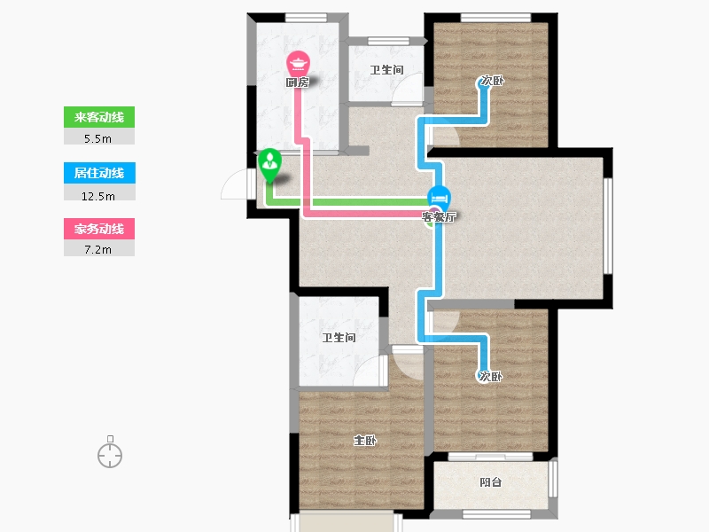 山东省-淄博市-国信国际公馆-96.81-户型库-动静线