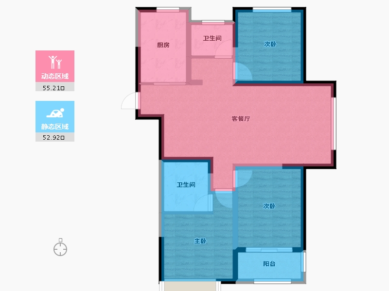 山东省-淄博市-国信国际公馆-96.81-户型库-动静分区