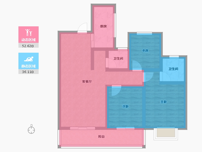 陕西省-宝鸡市-水木华院-77.63-户型库-动静分区