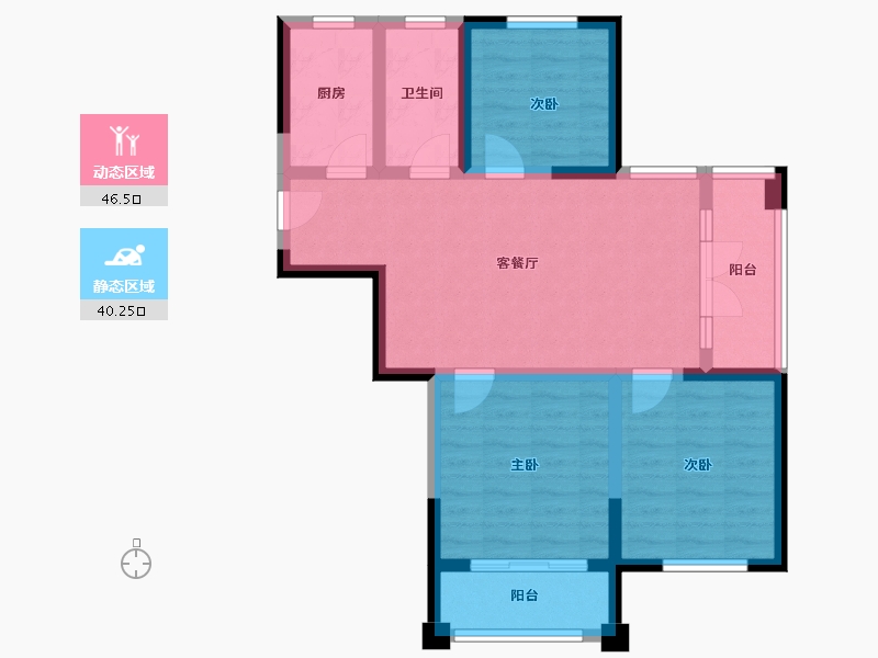 山东省-淄博市-国信国际公馆-76.42-户型库-动静分区