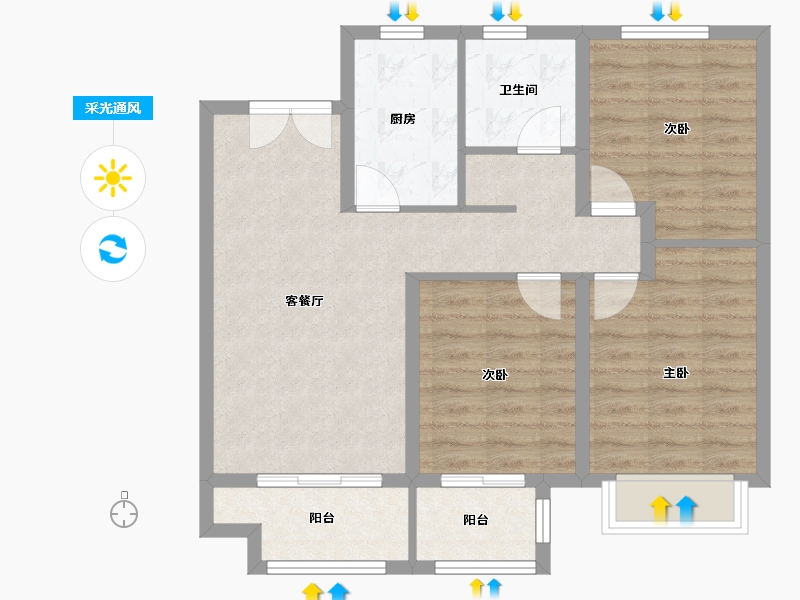 河北省-廊坊市-远洋光华城-76.00-户型库-采光通风