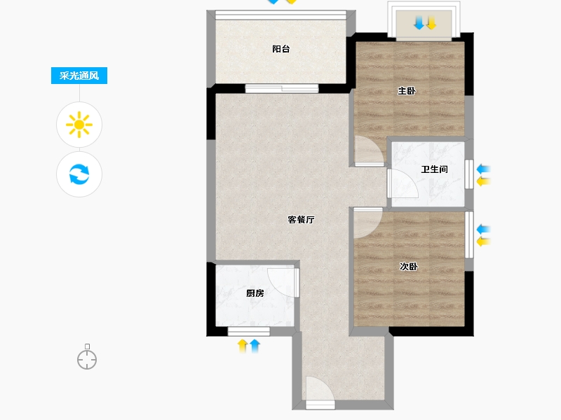 海南省-海口市-长岛蓝湾-56.71-户型库-采光通风