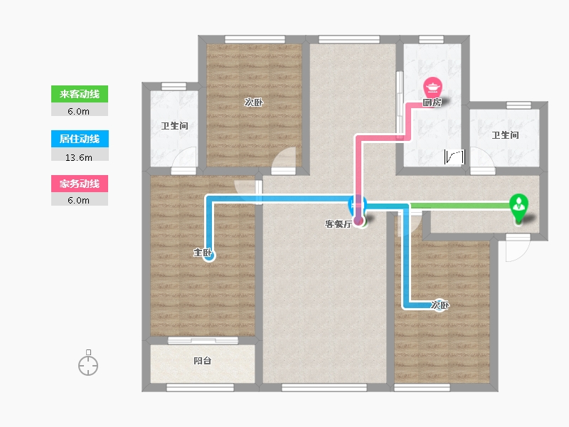 陕西省-宝鸡市-轩苑姜源华府-111.65-户型库-动静线