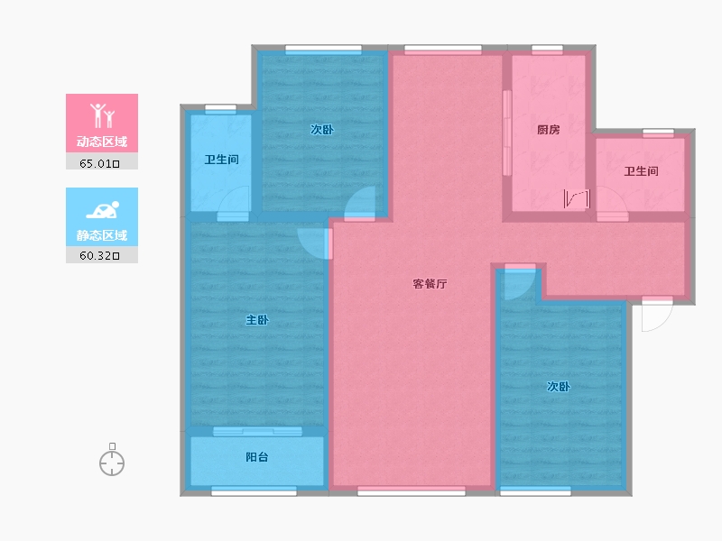 陕西省-宝鸡市-轩苑姜源华府-111.65-户型库-动静分区