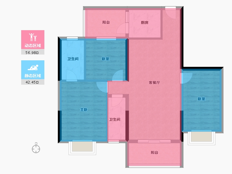 广东省-湛江市-奥园世耀中心城-88.80-户型库-动静分区