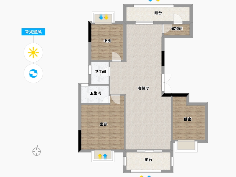 湖北省-黄冈市-中港水岸新城-98.54-户型库-采光通风