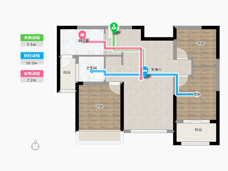 山东省-淄博市-国信国际公馆-82.61-户型库-动静线