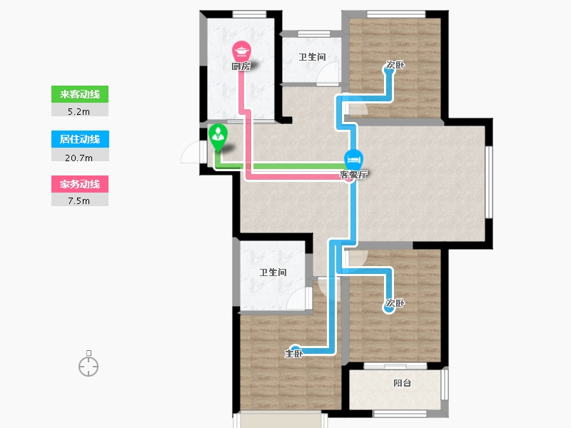 山东省-淄博市-国信国际公馆-99.73-户型库-动静线