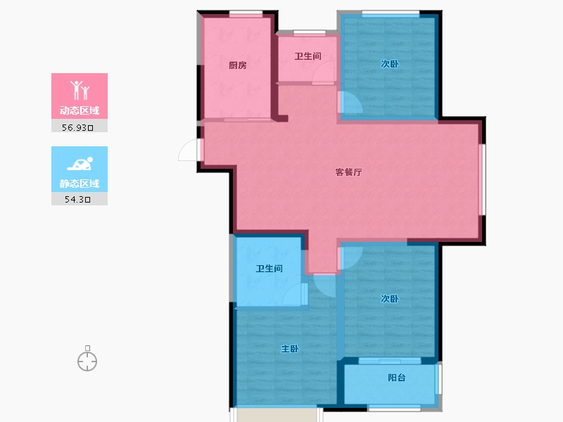 山东省-淄博市-国信国际公馆-99.73-户型库-动静分区