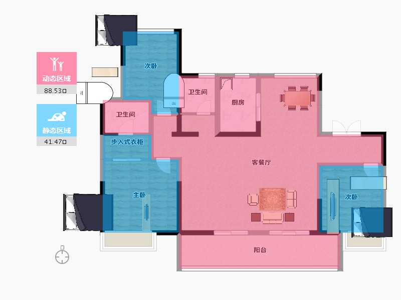 江苏省-淮安市-新城睿园-115.44-户型库-动静分区