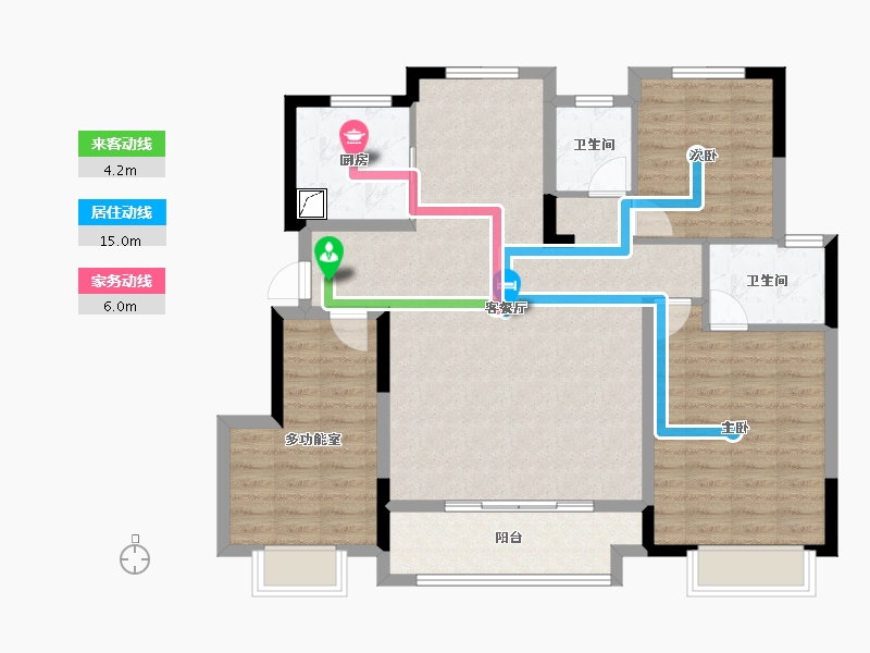 安徽省-蚌埠市-世茂沁雅·瞰云台-101.34-户型库-动静线