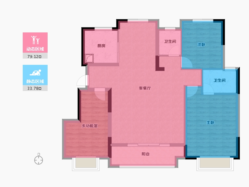 安徽省-蚌埠市-世茂沁雅·瞰云台-101.34-户型库-动静分区