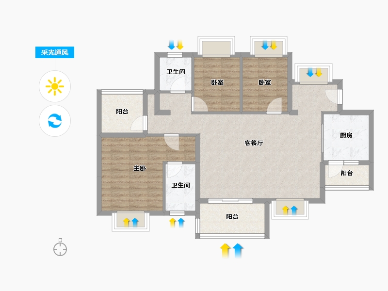 广东省-湛江市-方圆雅颂御府-92.00-户型库-采光通风