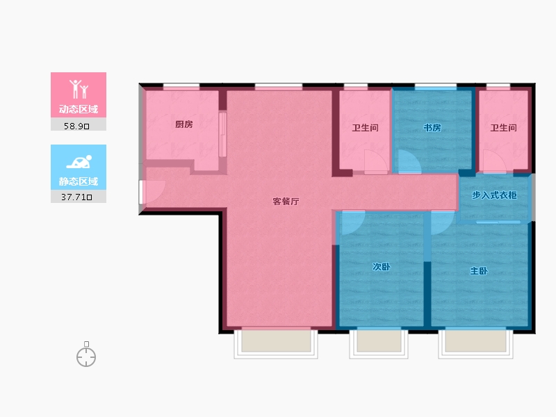 新疆维吾尔自治区-乌鲁木齐市-中海熙岸-98.25-户型库-动静分区