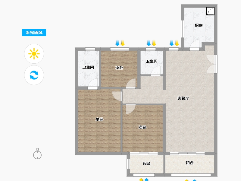 河北省-廊坊市-远洋光华城-104.00-户型库-采光通风