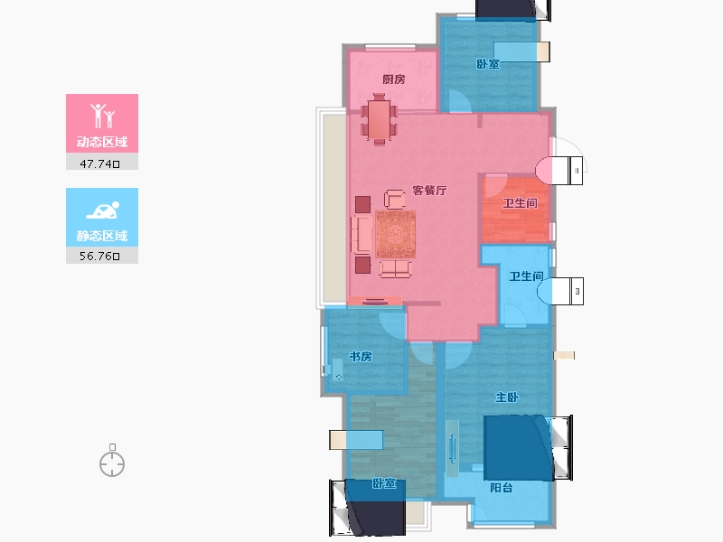 浙江省-湖州市-宝龙旭辉城-94.39-户型库-动静分区