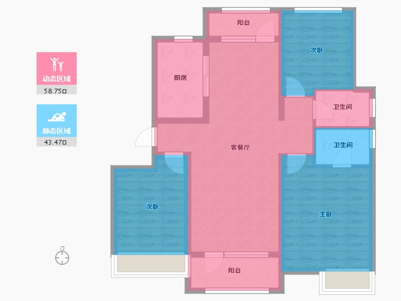 山东省-淄博市-南益名士华府-90.70-户型库-动静分区