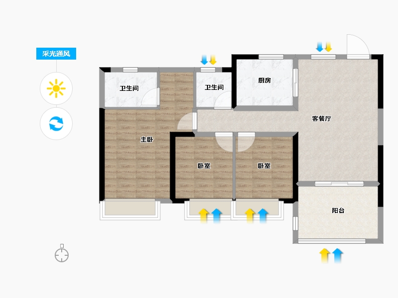 湖南省-株洲市-株洲建发央著-95.00-户型库-采光通风