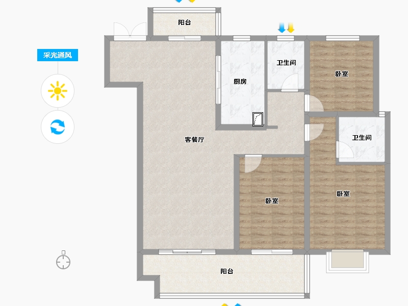 陕西省-宝鸡市-山河大观-118.01-户型库-采光通风