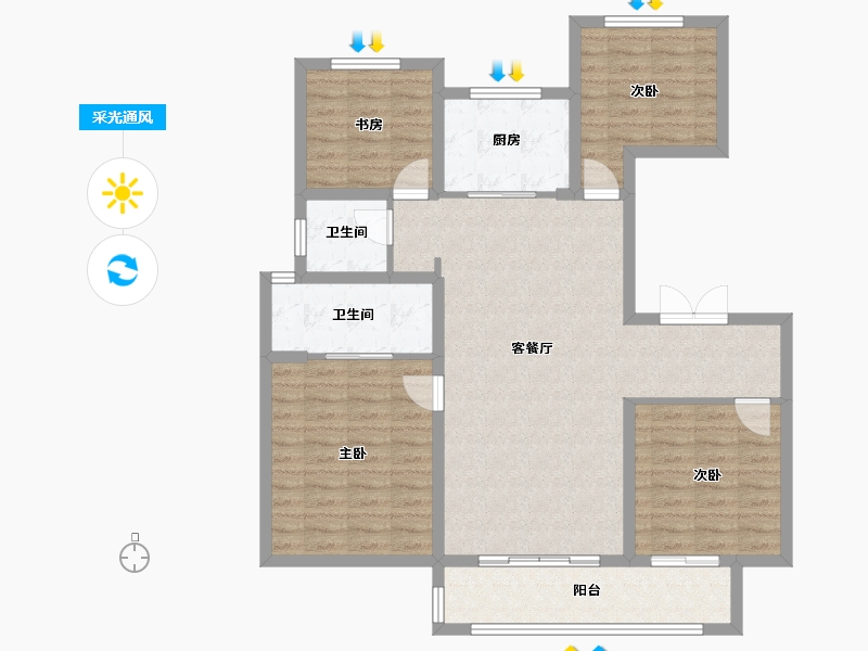 河北省-廊坊市-远洋光华城-105.28-户型库-采光通风