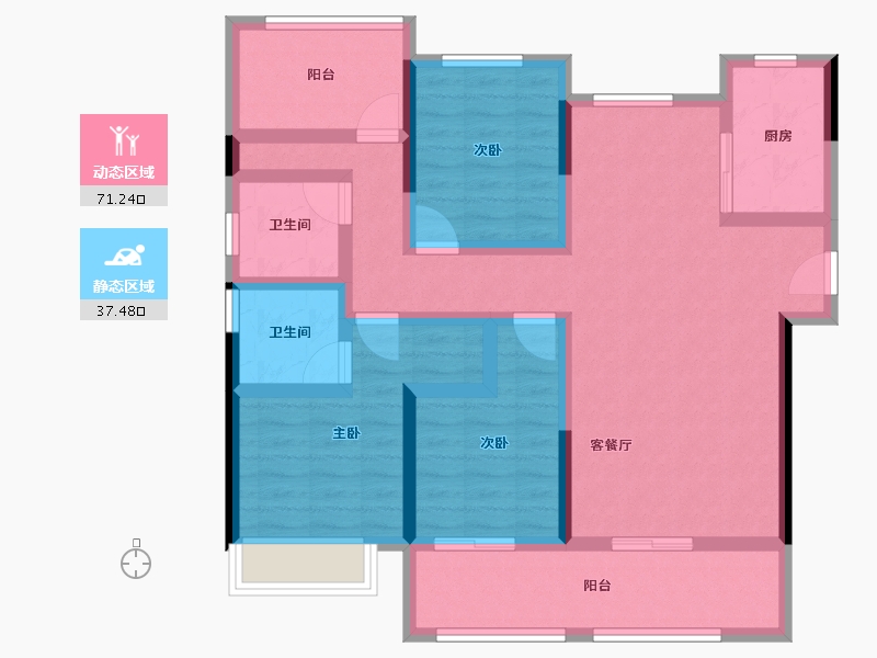 湖南省-衡阳市-金科中泰天境-94.59-户型库-动静分区