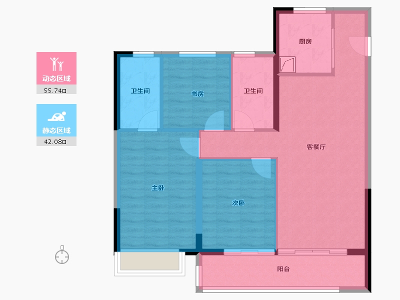 安徽省-蚌埠市-世茂中梁·云锦园-88.25-户型库-动静分区