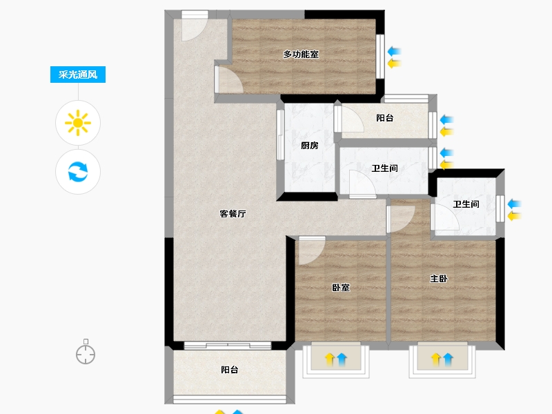 广东省-湛江市-科恒荟景湾-78.48-户型库-采光通风