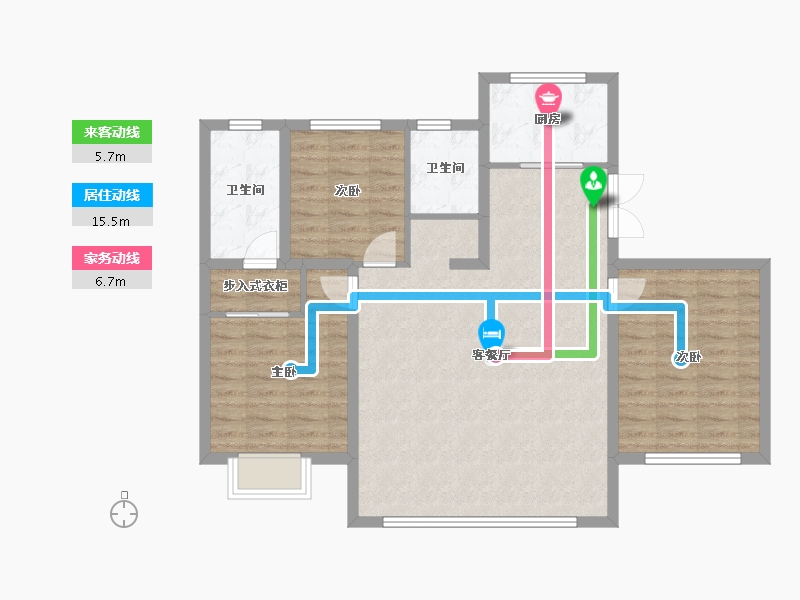 内蒙古自治区-鄂尔多斯市-亿成学府华庭-95.06-户型库-动静线