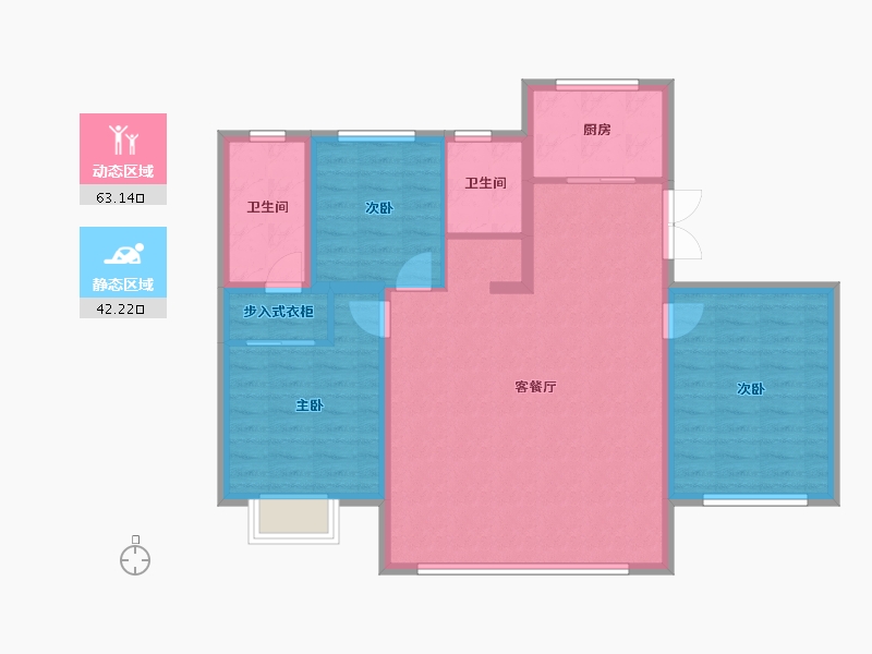 内蒙古自治区-鄂尔多斯市-亿成学府华庭-95.06-户型库-动静分区