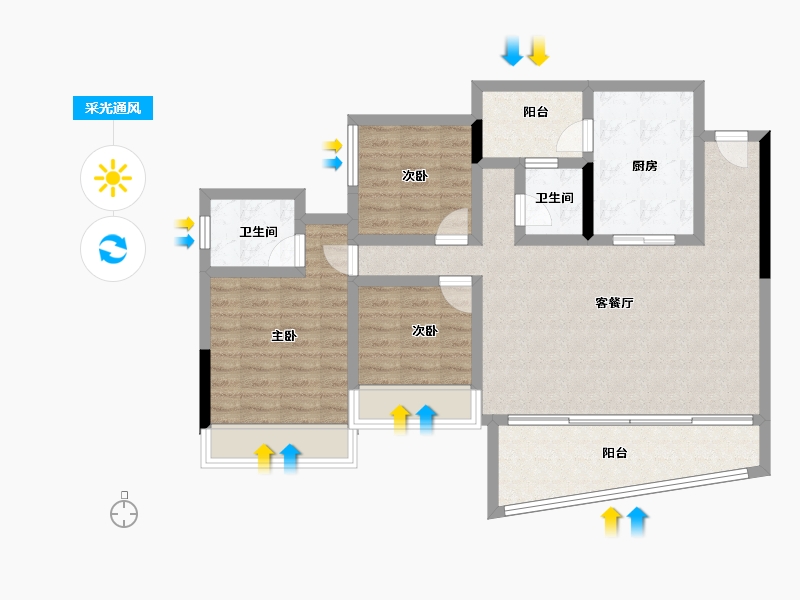 四川省-遂宁市-荣兴时代滨江-93.48-户型库-采光通风