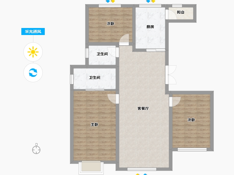 内蒙古自治区-鄂尔多斯市-亿成学府华庭-97.14-户型库-采光通风