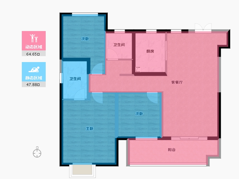 安徽省-安庆市-万达广场天空之城-100.61-户型库-动静分区