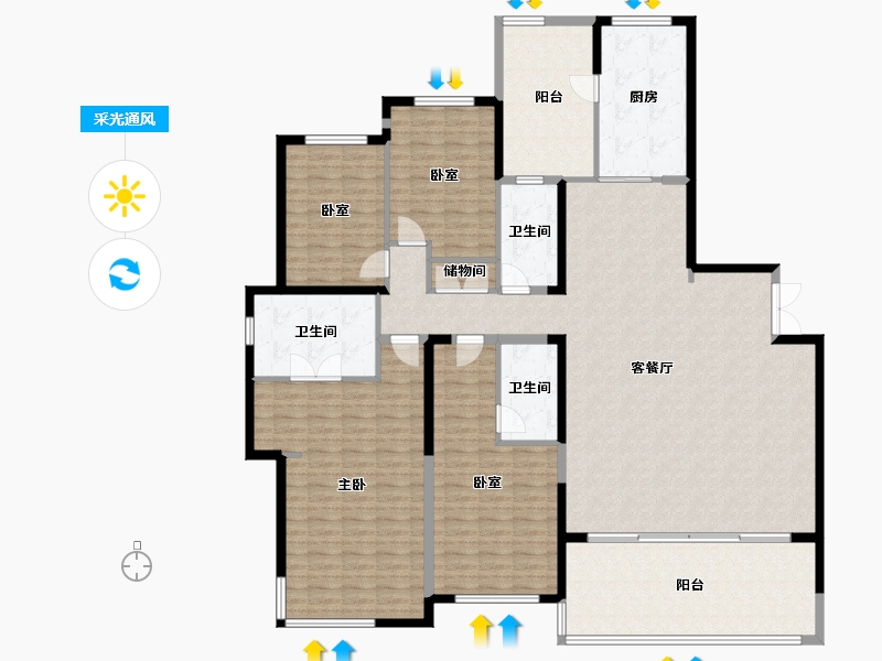 湖南省-株洲市-星合湘水湾-204.97-户型库-采光通风