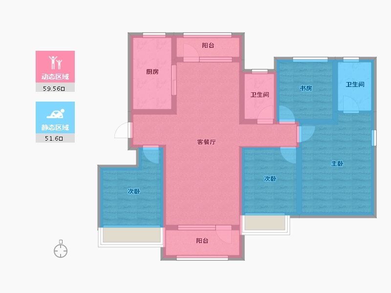 山东省-淄博市-南益名士华府-97.57-户型库-动静分区