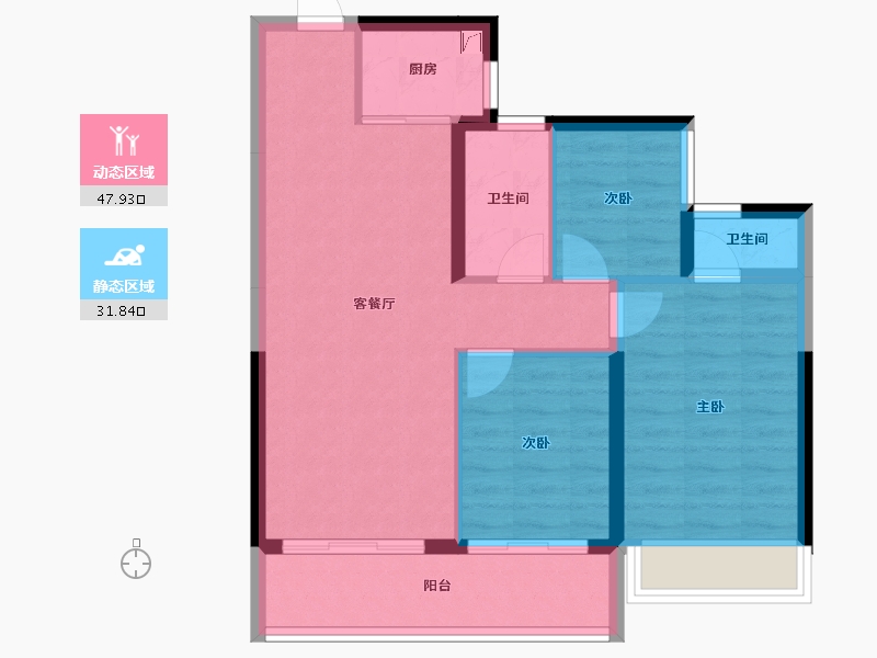 广东省-汕头市-龙光逸景阳光嘉府-71.41-户型库-动静分区