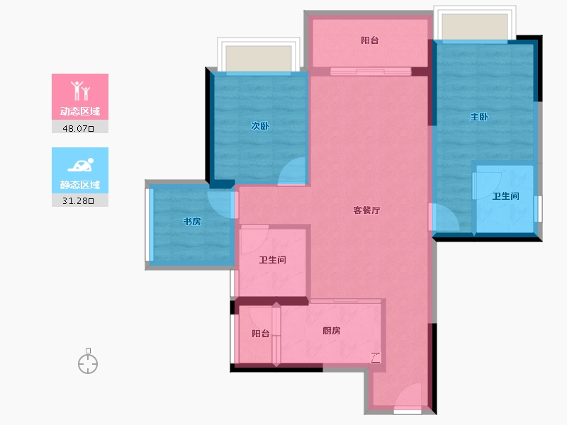 广东省-湛江市-湛江爱琴海国际广场-69.88-户型库-动静分区