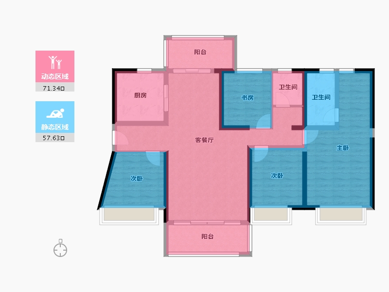 湖南省-常德市-常德碧桂园·阅胜台-114.81-户型库-动静分区