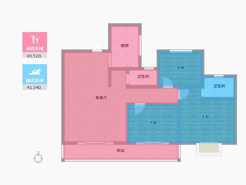 陕西省-宝鸡市-水木华院-90.00-户型库-动静分区