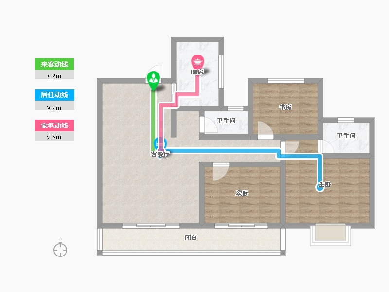 陕西省-宝鸡市-水木华院-90.00-户型库-动静线