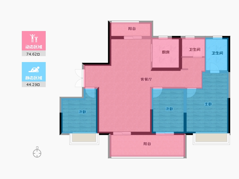 河南省-安阳市-​星联开元筑-106.39-户型库-动静分区