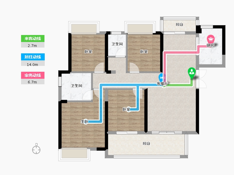 湖南省-株洲市-长房湘江府-104.81-户型库-动静线