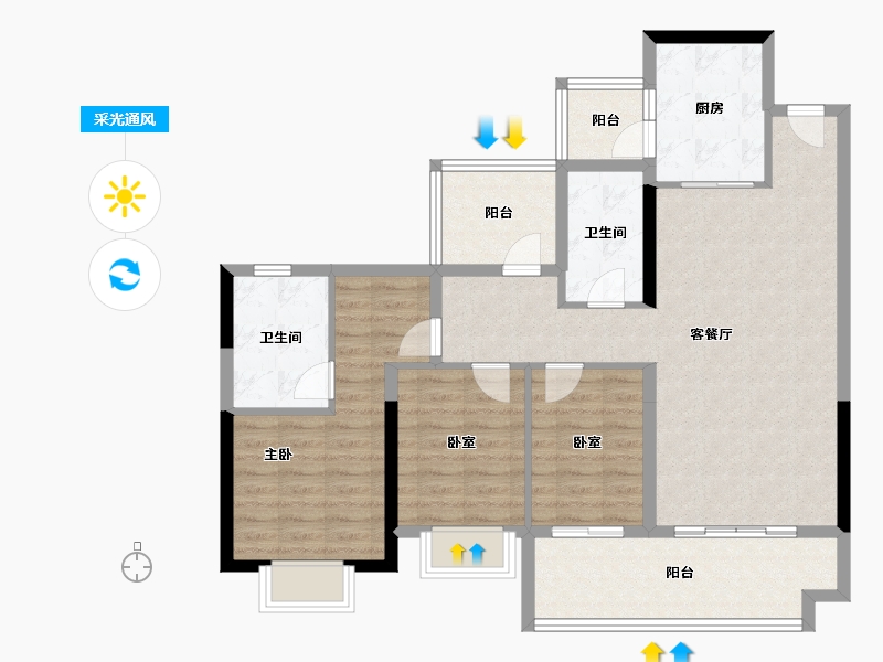 广东省-湛江市-方圆雅颂御府-100.00-户型库-采光通风