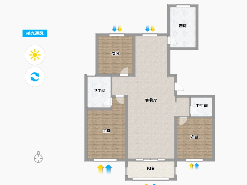 河北省-沧州市-泊头中城国际小区-125.00-户型库-采光通风