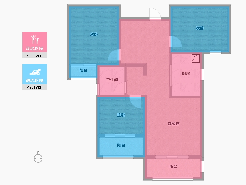 陕西省-宝鸡市-轩苑姜源华府-84.42-户型库-动静分区