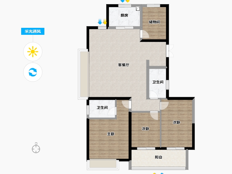 安徽省-安庆市-置地安庆中心-116.41-户型库-采光通风