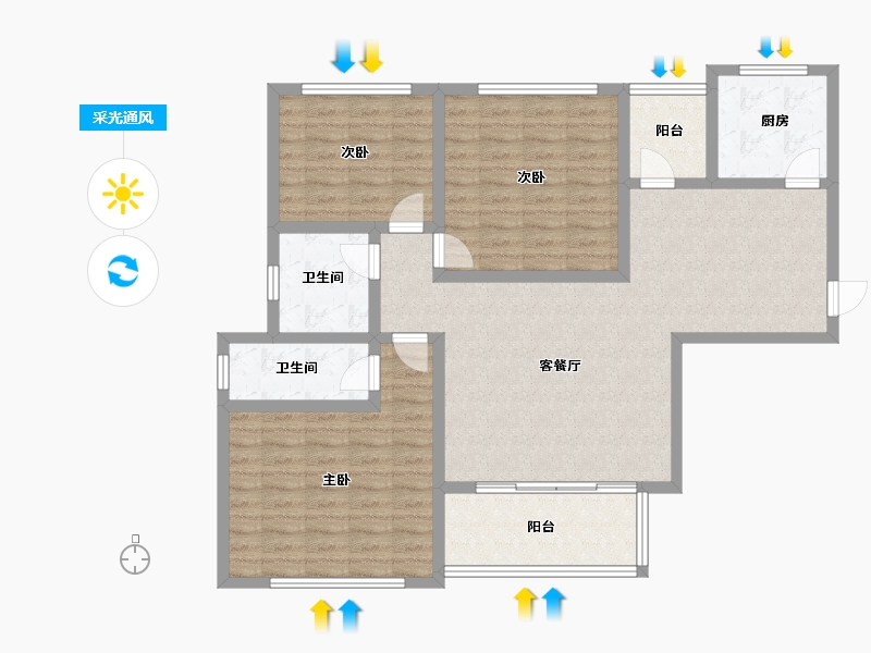 陕西省-宝鸡市-水木华院-110.01-户型库-采光通风