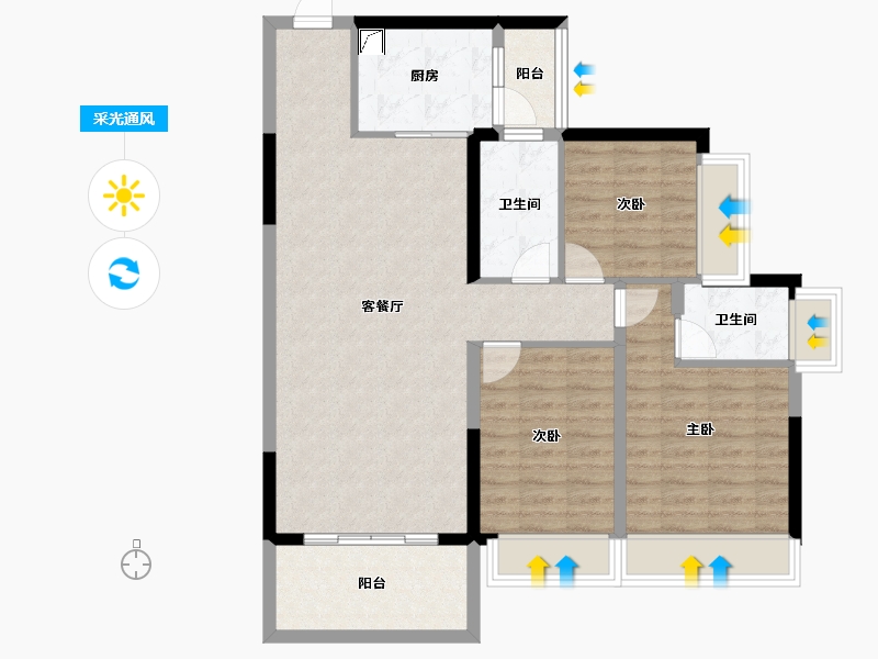 广东省-梅州市-正兴时代峰汇-95.05-户型库-采光通风